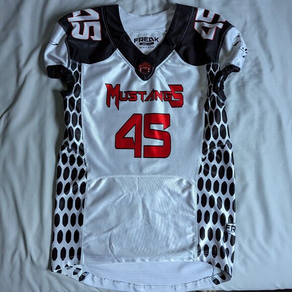 White Dazzle Mustang Football Jersey - Picture 1 of 6